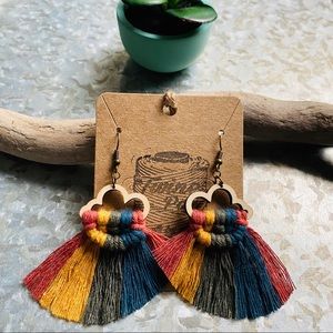 Handmade macrame rainbow earrings